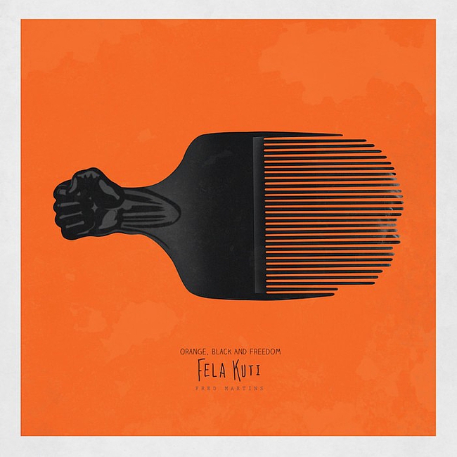 artiste nig&eacute;rian Fred Martins utilise le symbole de l'Afro Peigne pour c&eacute;l&eacute;brer les activistes africains importants, qui ont &eacute;t&eacute; emprisonn&eacute;s lutte pour la libert&eacute; et l'&eacute;quit&eacute;.